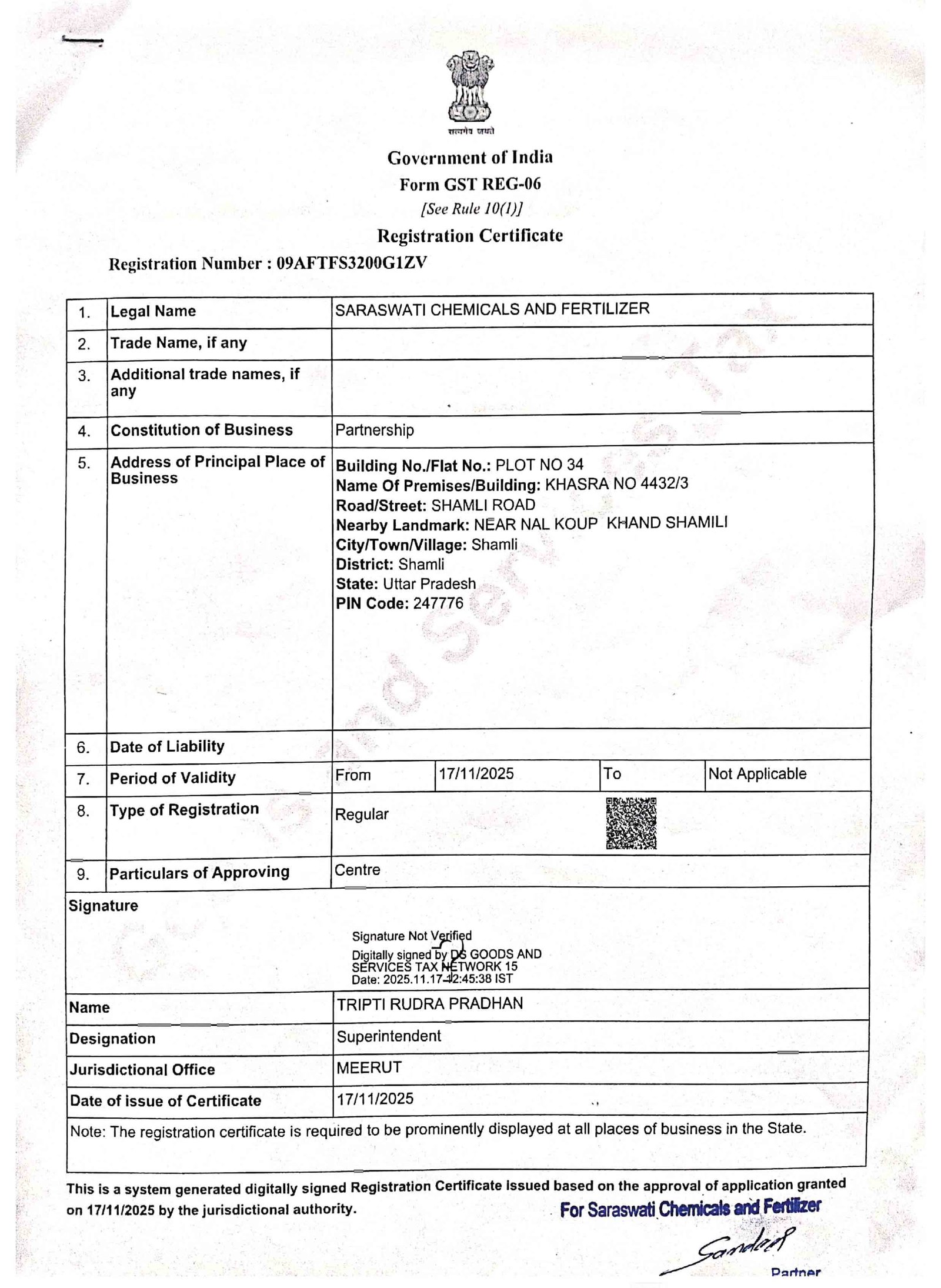 GST Registration Certificate 